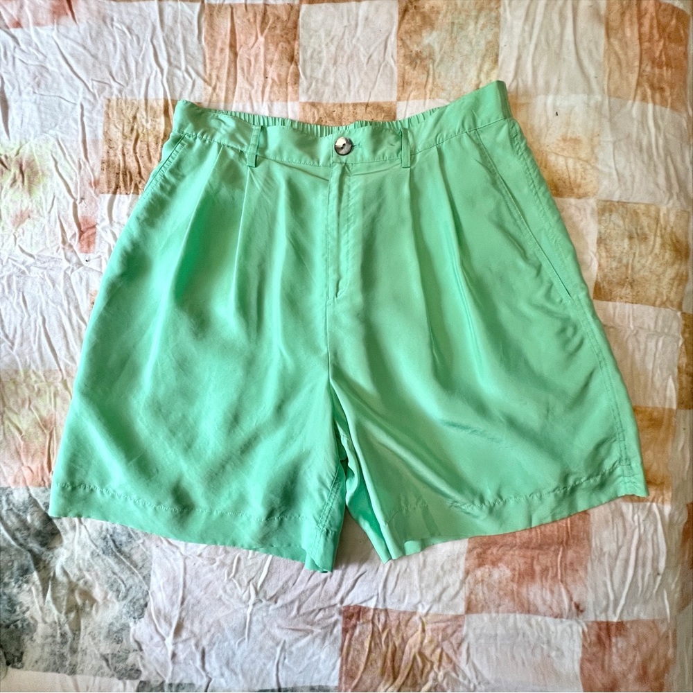 Vince Silk High Rise Mint Green Women's Shorts 10